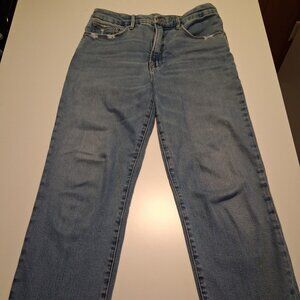 Good American Good Boy Crop Jeans Women’s 10/30 Distressed Hem High Rise Straigh